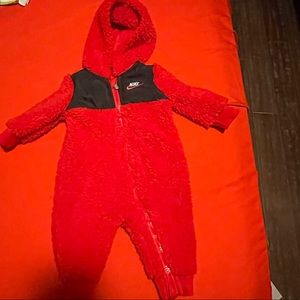 Red Fuzzy Nike Body Suit